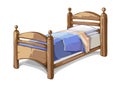Wood bed in cartoon style. Vector illustration Royalty Free Stock Photo