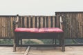 wood bench on bamboo terrace on mountain. relax in autumn. travel, lifestyle concept Royalty Free Stock Photo