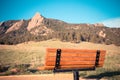 Wood Bench Flatirons Boulder Colorado Royalty Free Stock Photo