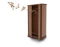 Wood big open cupboard with flying hangers;