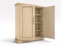 wood big white open cupboard;