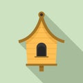Wood bird house icon, flat style Royalty Free Stock Photo