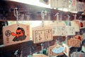 Wood blessing plates in the Japanese temple at Mt.Takao Royalty Free Stock Photo