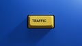 Wood block cube shape put the front computer keyboard with word TRAFFIC.close up button of keyboard,