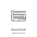 wood block icon vector from music instruments collection. Thin line wood block outline icon vector illustration. Linear symbol for Royalty Free Stock Photo