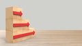 wood block stacking as left stair with red arrow right. Ladder career path concept for business growth success process. On wood Royalty Free Stock Photo