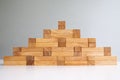 Wood block tower with architecture model, Concept Risk of management and strategy plan, growth business success process Royalty Free Stock Photo