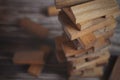 Wood block tower game on wood teble Royalty Free Stock Photo