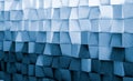 Wood block wall cubic texture background in blue filter