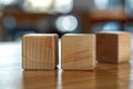 Wood blocks on the office desk. Blank space to add design or text. Generative Ai
