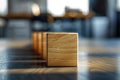 Wood blocks on the office desk. Blank space to add design or text. Generative Ai