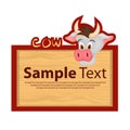 Wood board with cow for your design Royalty Free Stock Photo