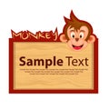 Wood board with monkey for your design Royalty Free Stock Photo