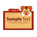 Wood board with tiger for your design Royalty Free Stock Photo