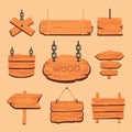 Wood board vector. Illustration of Wooden banners, Signposts, Signboards and wood plank. Different textured billboard