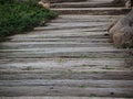 Wood boardwalk in garden Royalty Free Stock Photo