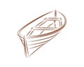 Wood boat vector line