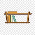 Wood book shelf icon, cartoon style