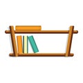 Wood book shelf icon, cartoon style