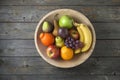 Wood Bowl Fruit Background Food