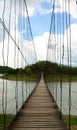 Wood bridge cross river at Kaeng Krachan national park, Phetchaburi, Thailand. Royalty Free Stock Photo