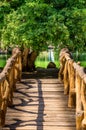 Wood Bridge and lake in the background