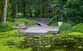 Wood Bridge Over Pond Royalty Free Stock Photo