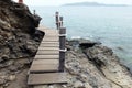 Wood bridge at the sea