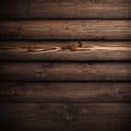 Wood brown grain texture, dark wall background, top view of wooden table Royalty Free Stock Photo