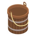 Wood bucket icon, isometric style