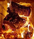 wood burn in a Russian furnace. Background. natural light