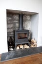 Wood burner Log burner stove fire. Royalty Free Stock Photo