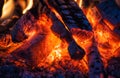 Wood burning on fire Royalty Free Stock Photo