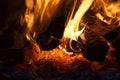 Wood burning on fire Royalty Free Stock Photo