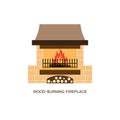 Wood burning fireplace illustration