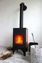 Wood burning stove in a country house Royalty Free Stock Photo