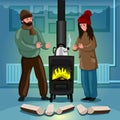 Wood burning stove.