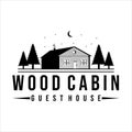 wood cabin or cottage logo vintage vector illustration design. guest house for tourism or traveler logo concept design. cabin or Royalty Free Stock Photo