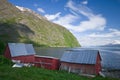 Wood cabins and fjord Royalty Free Stock Photo