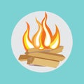 Wood camp fire flat design icon