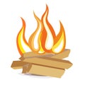 Wood camp fire flat design icon on white