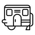 Wood camp trailer icon, outline style