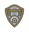 Wood carpentry vintage isolated label