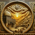 Wood carved artwork mosque alaqsa Palestine ai generator Royalty Free Stock Photo