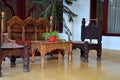 Wood carved handicraft seat chairs and sofa Swat Valley Pakistan