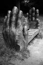 Wood Carved Hands - Ilford FP4 Plus B&W Film Royalty Free Stock Photo