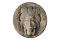 Wood carved of indian chief head