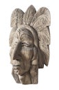 Wood carved of indian chief head