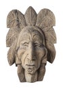 Wood carved of indian chief head