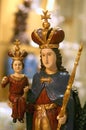 Virgin Mary and Jesus as a child antique wooden statue Royalty Free Stock Photo